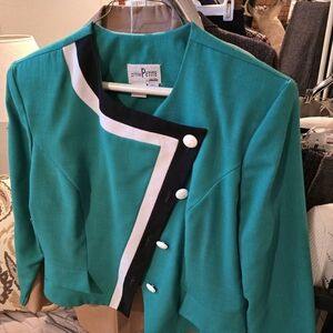 Emerald Green Women's Jacket With Matching WHITE pants